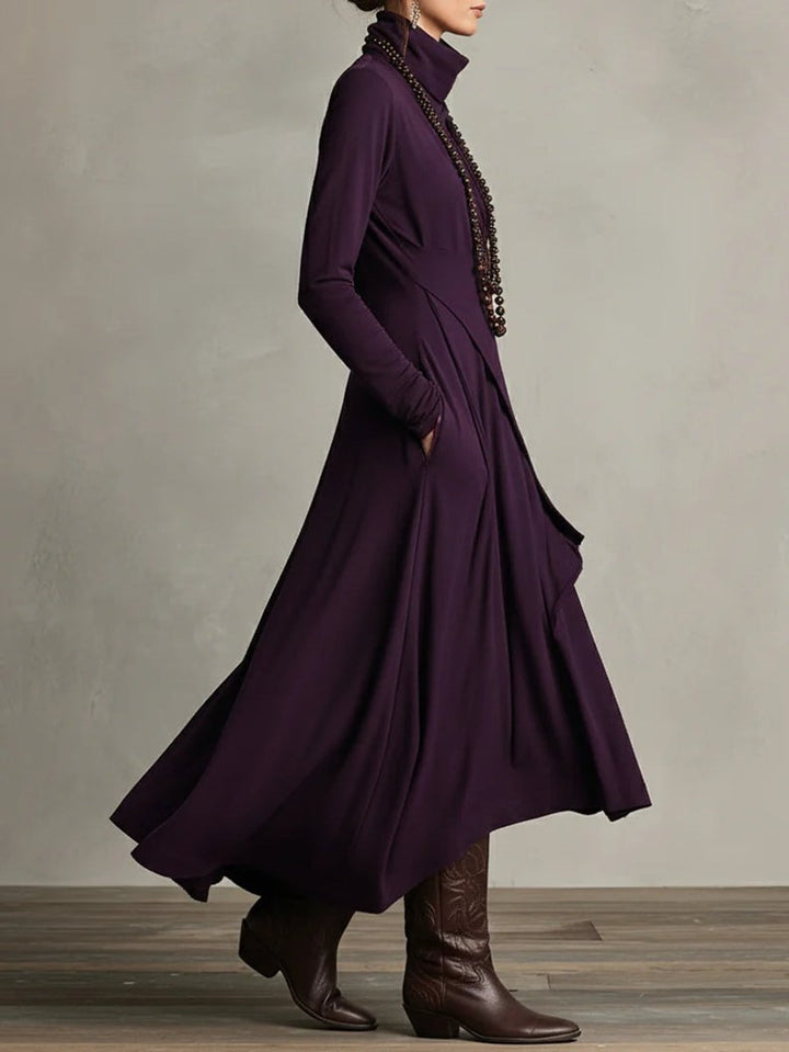 Luisa | Turtleneck Maxi Dress – Elegant Asymmetrical Style