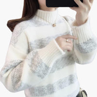 Grace | Pull en maille à col roulé classique et élégant, à rayures