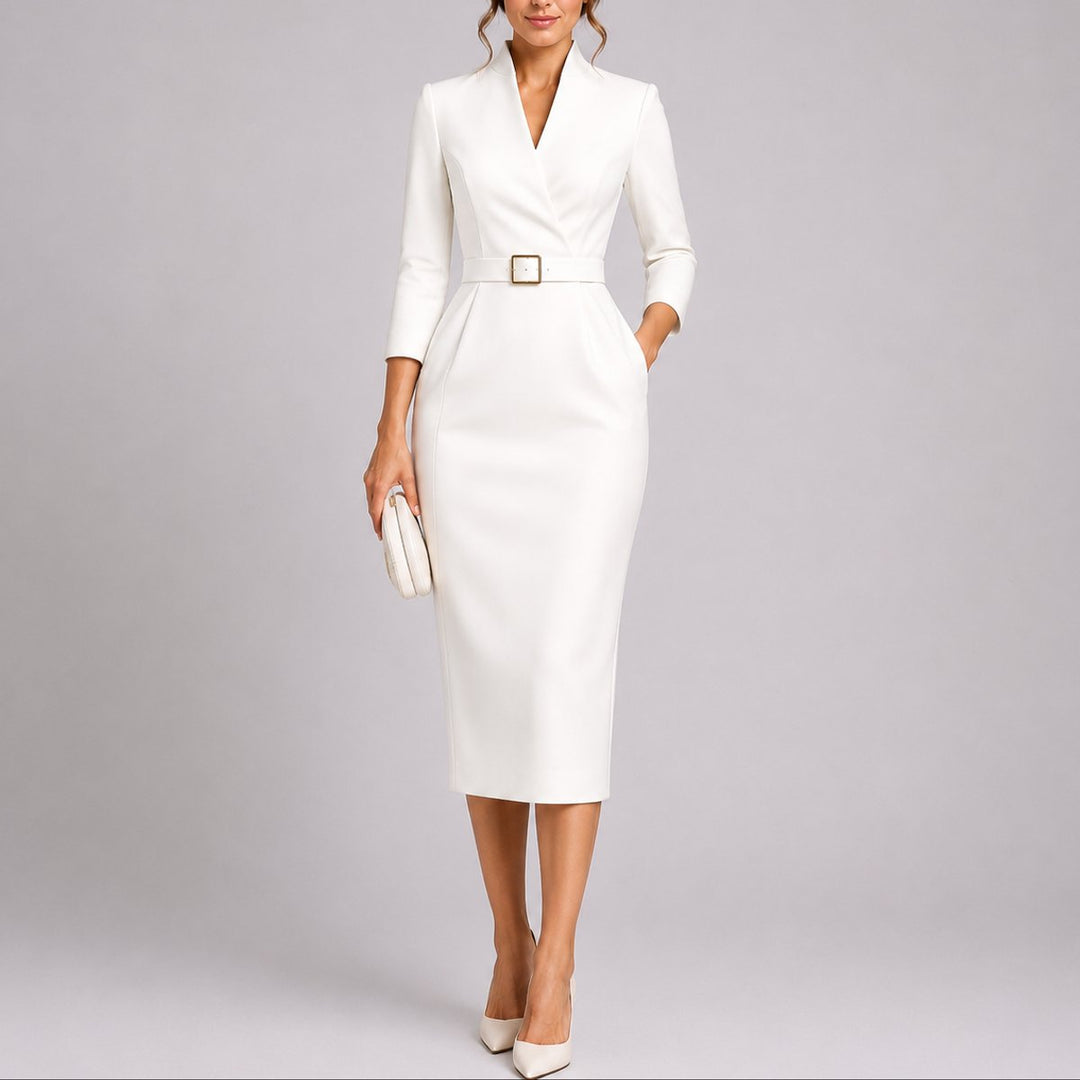 Seraphina | Elegantes und figurbetonendes Midikleid für eine Herbsthochzeit