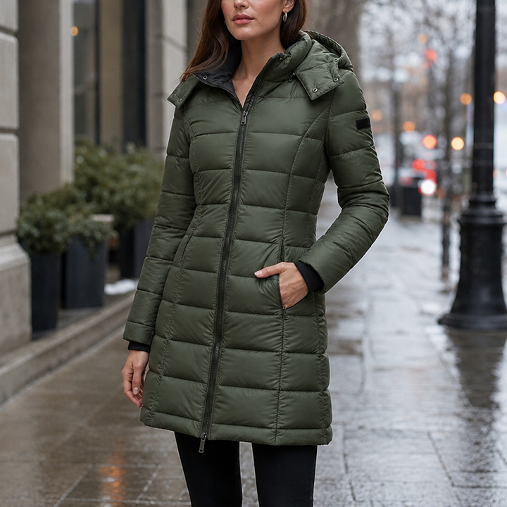 Wearbella | Mid-Length Puffer Jacket for Women with Hood
