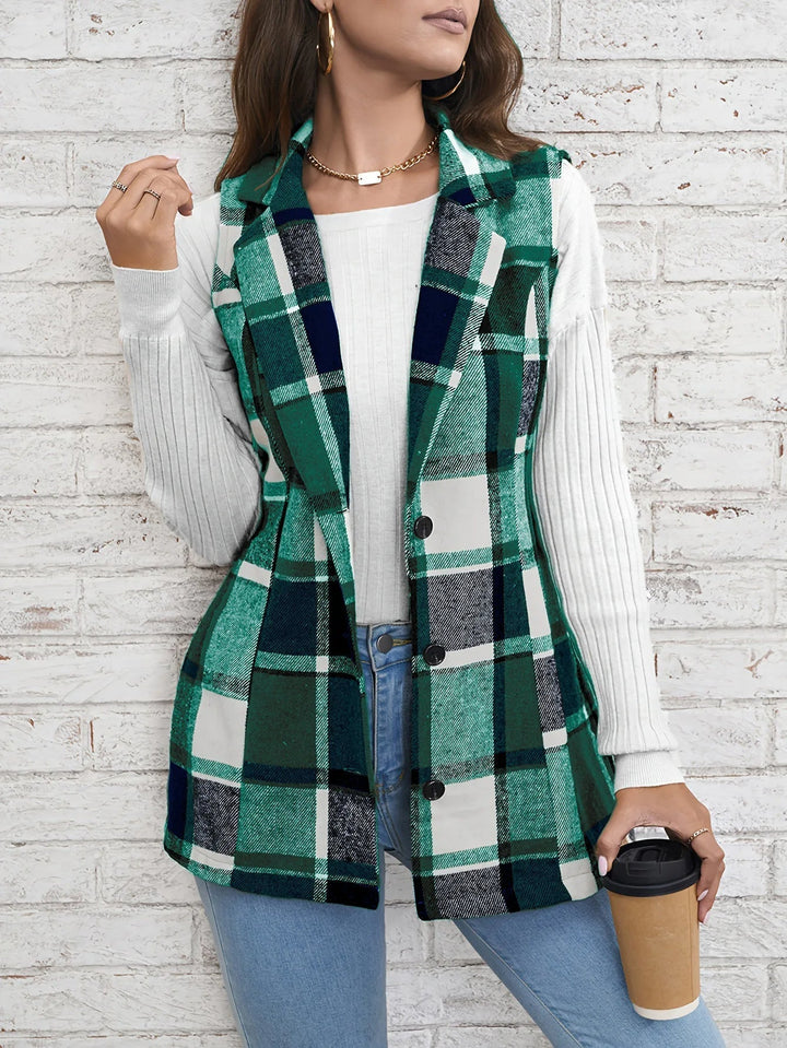 Christin | Gilet elegante e senza tempo a quadri, lungo