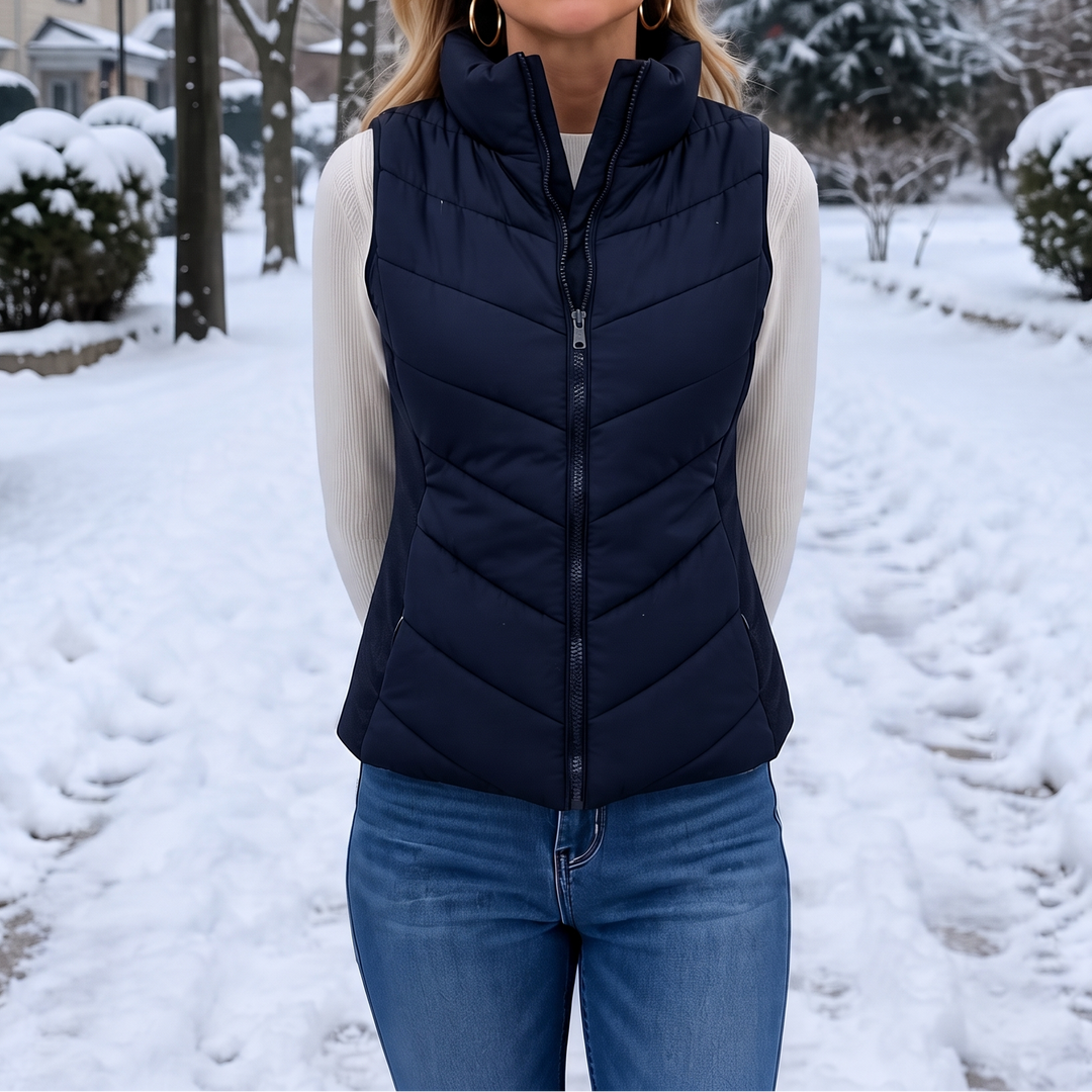 Layerly | Quilted Puffer Vest – Stand Collar Style for Women