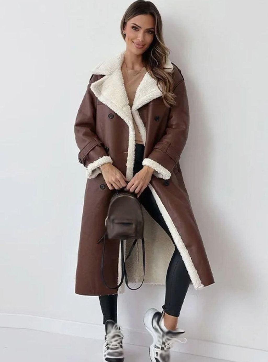 Elfriede | Long Winter Coat – Cozy Faux Shearling Style for Women