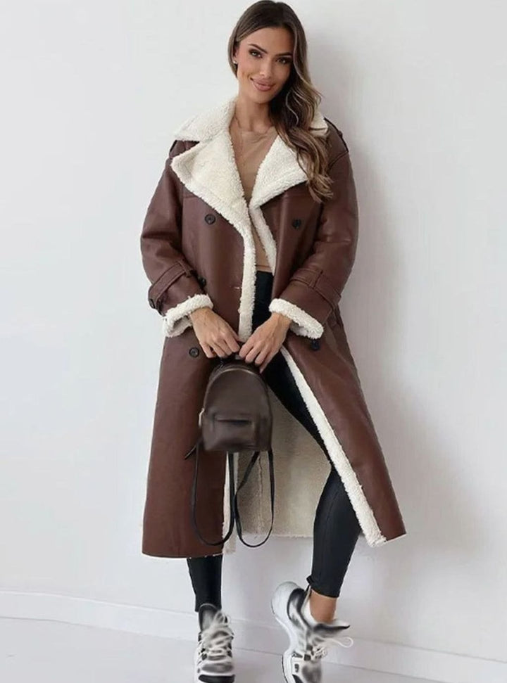 Elfriede | Long Winter Coat – Cozy Faux Shearling Style for Women
