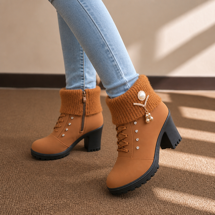 Wearbella | Fur-Lined Block Heel Boots – Cozy and Chic Design for Women