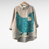 Amelia | Graziosa blusa morbida con stampa di galline